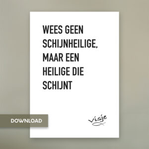 WEES GEEN SCHIJNHEILIGE, MAAR EEN  HEILIGE DIE SCHIJNT